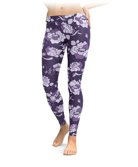 Dark Purple Floral Leggings