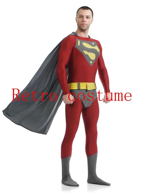 Superman Cosplay Costume Men Zentai Suit Halloween Adult Second Skin Tight Suit Adult Spandex