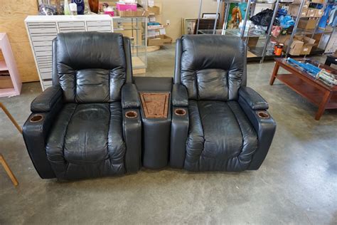 3 Piece Black Leather Recliner Love Seat W Center Console