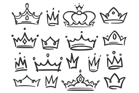 Sketch Crown Simple Graffiti Crowning Elegant Queen Or Kin 982384