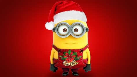 Despicable Me Christmas Minions Red Background Wallpapers Hd