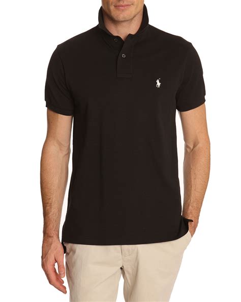 Polo Ralph Lauren Black Slim Fit Stretch Polo Shirt In Black For Men Lyst