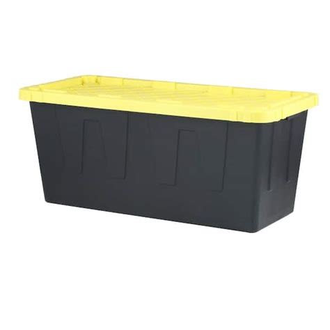 Hdx 55 Gal Tough Storage Tote In Black With Yellow Lid Hdx55gonline4