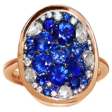 Blue Sapphire Rose Cut Diamond Ring At 1stdibs