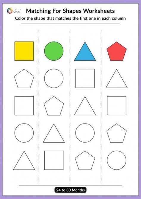 Printable Matching Colors Worksheets 24 30 Months Ira