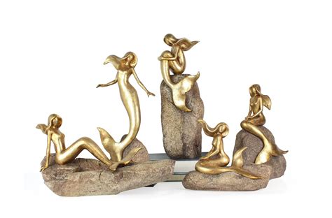 Wholesales Decorative Resin Luxury Gold Mermaid Statue For Home