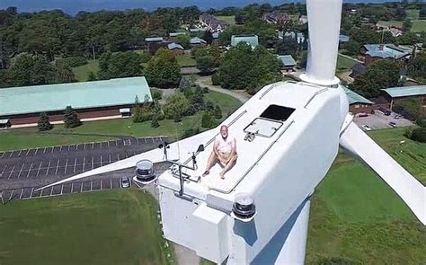 Video Drone Catches Man Sunbathing On Wind Turbine In Rhode Island Us