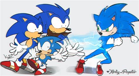 Sonics Meets Movie Sonic By Kirby Popstar On