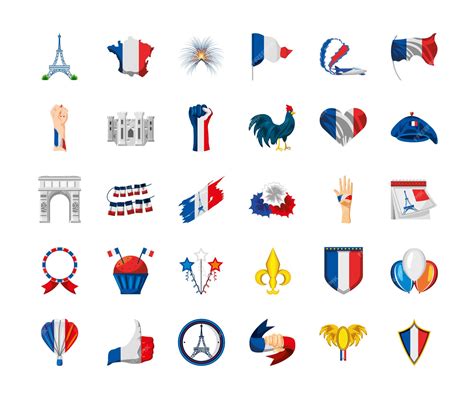 Premium Vector French Icons Set