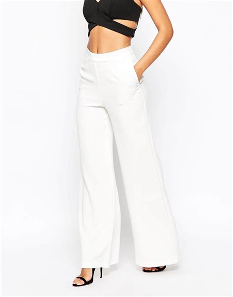 Lyst Asos Occasion Woven Wide Leg Trousers In White