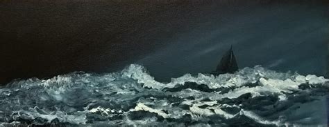 Stormy Sea Acrylic On Canvas 20x8 Stormy Sea Landscape Art Mount