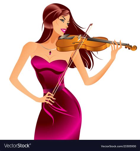 Beautiful Woman Playing Violin Royalty Free Vector Image