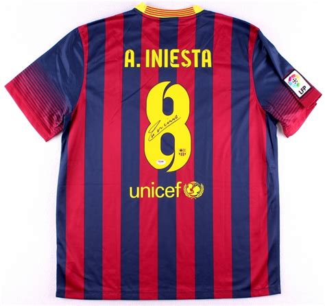 Andres Iniesta Signed Fc Barcelona Jersey Psa Coa Pristine Auction