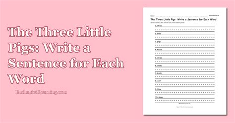The Three Little Pigs Write A Sentence For Each Word Enchanted Learning