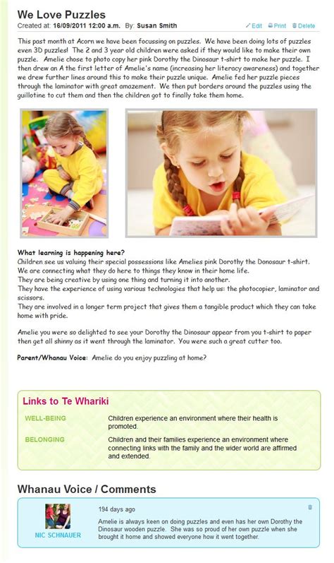 Learning Story Childcare Example