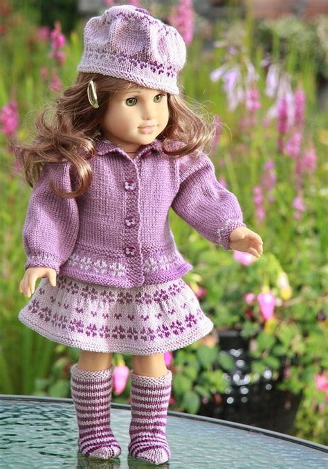 Knitted barbie clothes includes one outfit for ken. Lovely knitting pattern for your doll in 2 lilac colors