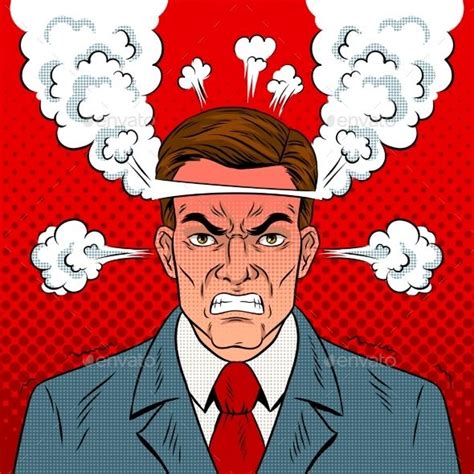 Angry Man With Boiling Head Pop Art Vector Retro Vector Illustration