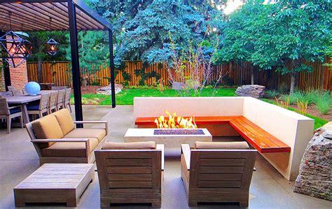 Modern Landscape Patio Design In Cherry Creek Denver Outdoor Fire