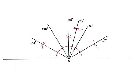 Make 90 60 120 75 150 30 Degree Angles With Compass And Ruler