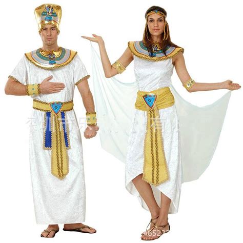 Men Women Costume Egypt Prince Princess Royal King Queen Luxury Golden Halloween Cosplay