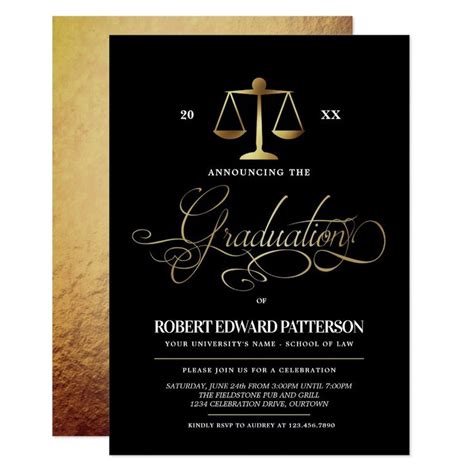 Elegant Law School Graduation Party Invitations Zazzle Law School