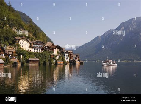 Austria Salzkammergut Hallstatt Village And Lake Stock Photo Alamy