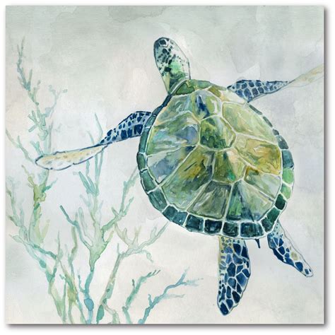 Courtside Market Sea Turtle Ii 16x16 Gallery Wrapped Canvas Wall Art