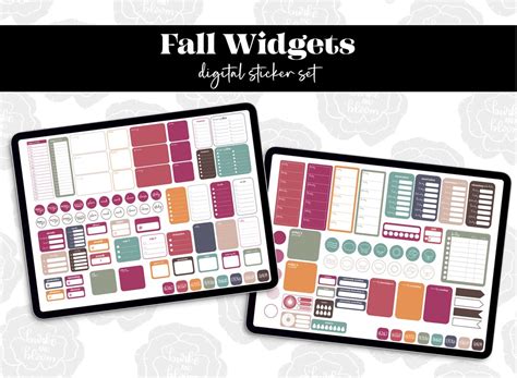 Fall Widgets Digital Sticker Set Goodnotes Zoomnotes Pngs Etsy