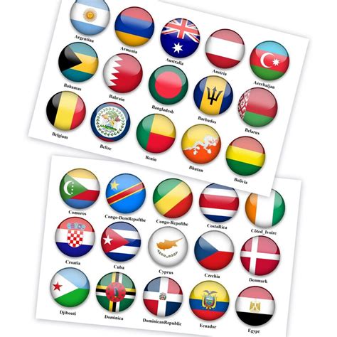 Flag Magnets 197 Countries Of The World Flags Map Art Etsy