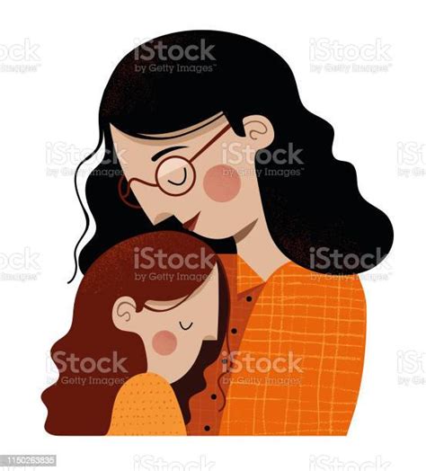 mother and daughter embracing stock illustration download image now istock