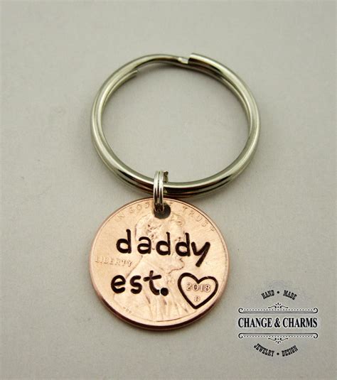 Daddy Est. Penny Keychain Daddy Keychain Penny Keychain Dad | Etsy | Dad keychain, Keychain ...