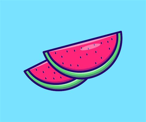 Premium Vector Watermelon Fruit Cartoon Vector Icon Illustration Food Nature Icon Concept