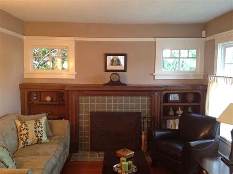 A Typical East Bay Craftsman Fireplace With Built Ins And Windows On