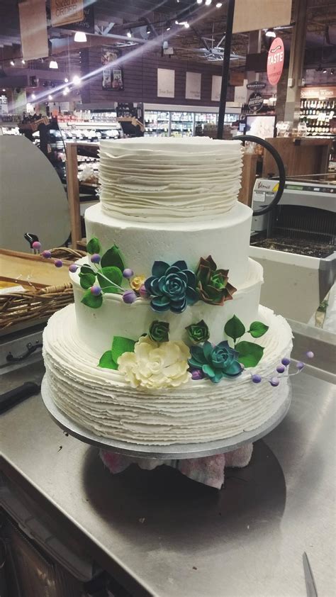 Ruffle Wedding Cake With Gum Paste Succulents Baking