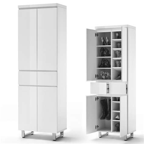 Decide what kind of fitting you prefer in your tall kitchen unit, like adjustable shelves, drawers or other smart storage solutions. Sydney Shoe Cupboard In High Gloss White With 4 Doors 19652