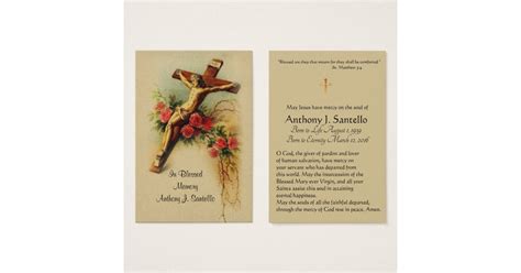 Jesus Roses Catholic Funeral Memorial Holy Card Zazzle