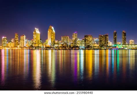 San Diego Skyline Night Seen Centennial Stock Photo 255980440