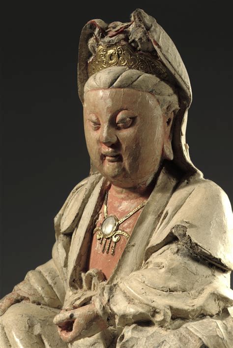 A Chinese Polychromed Wooden Sculpture Of Bodhisattva Guanyin 18th