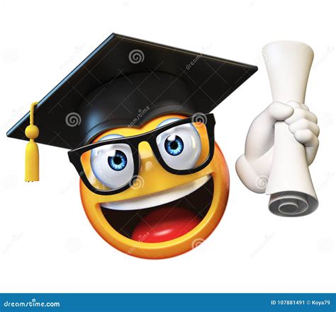 Emoji Graduate Student Isolated On White Background Emoticon Wearing