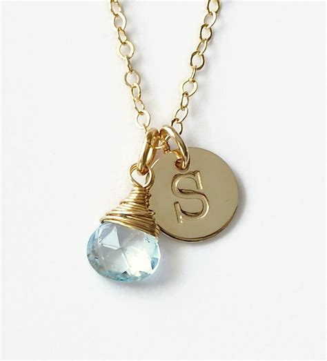 Gold Initial Necklace With December Birthstone Blue Room Gems