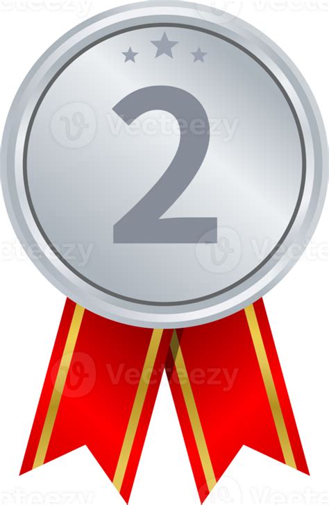 Silver Medal With Red Ribbon For Second Place Pro Png 29474759 Png