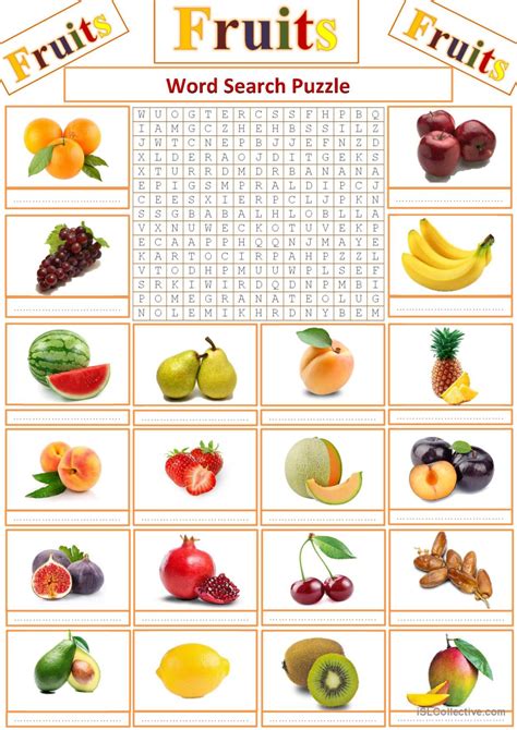 Word Search Puzzle Fruits Wor English Esl Worksheets Pdf And Doc