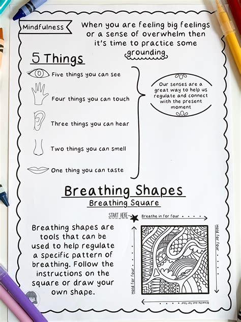 Mindfulness Grounding Therapy Wellbeing Worksheet Etsy