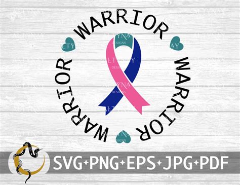 Thyroid Cancer Warrior Svg Thyroid Cancer Awareness Svg Blue Pink