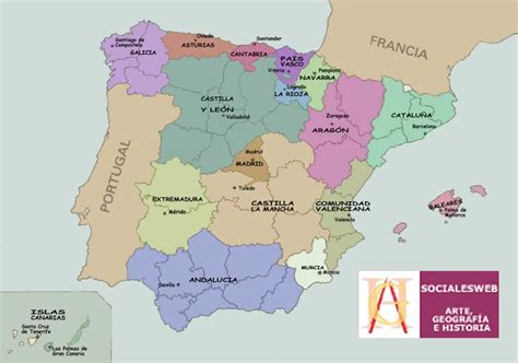 Mapas Das Regiões E Comunidades Autónomas De Espanha