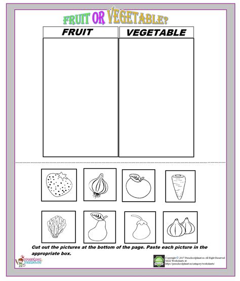 Fruit Or Vegetable Worksheet Preschoolplanet