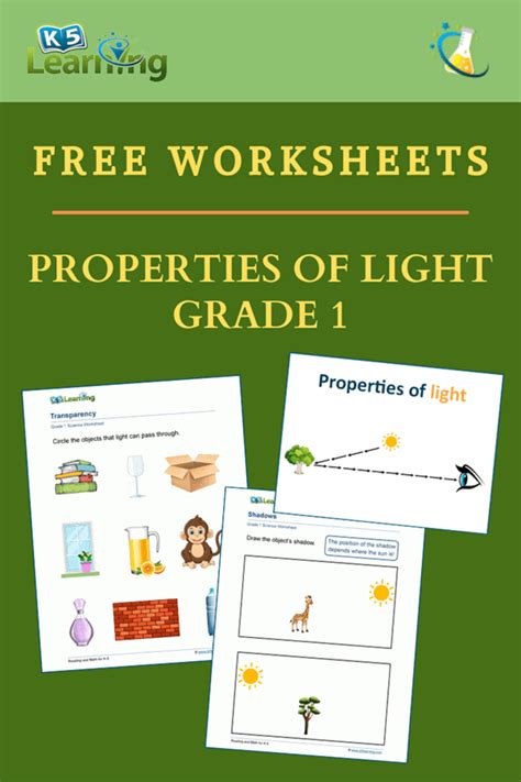 Properties Of Light Worksheets For Grade 1 Students K5 Learning