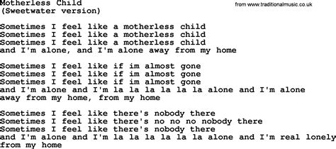 Motherless Child By The Byrds Lyrics With Pdf