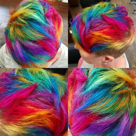 Rainbow Hair Blue Highlights Pinterest Rainbow Hair