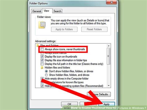 How To Enable Thumbnail View For Pictures In Windows 7 3 Steps